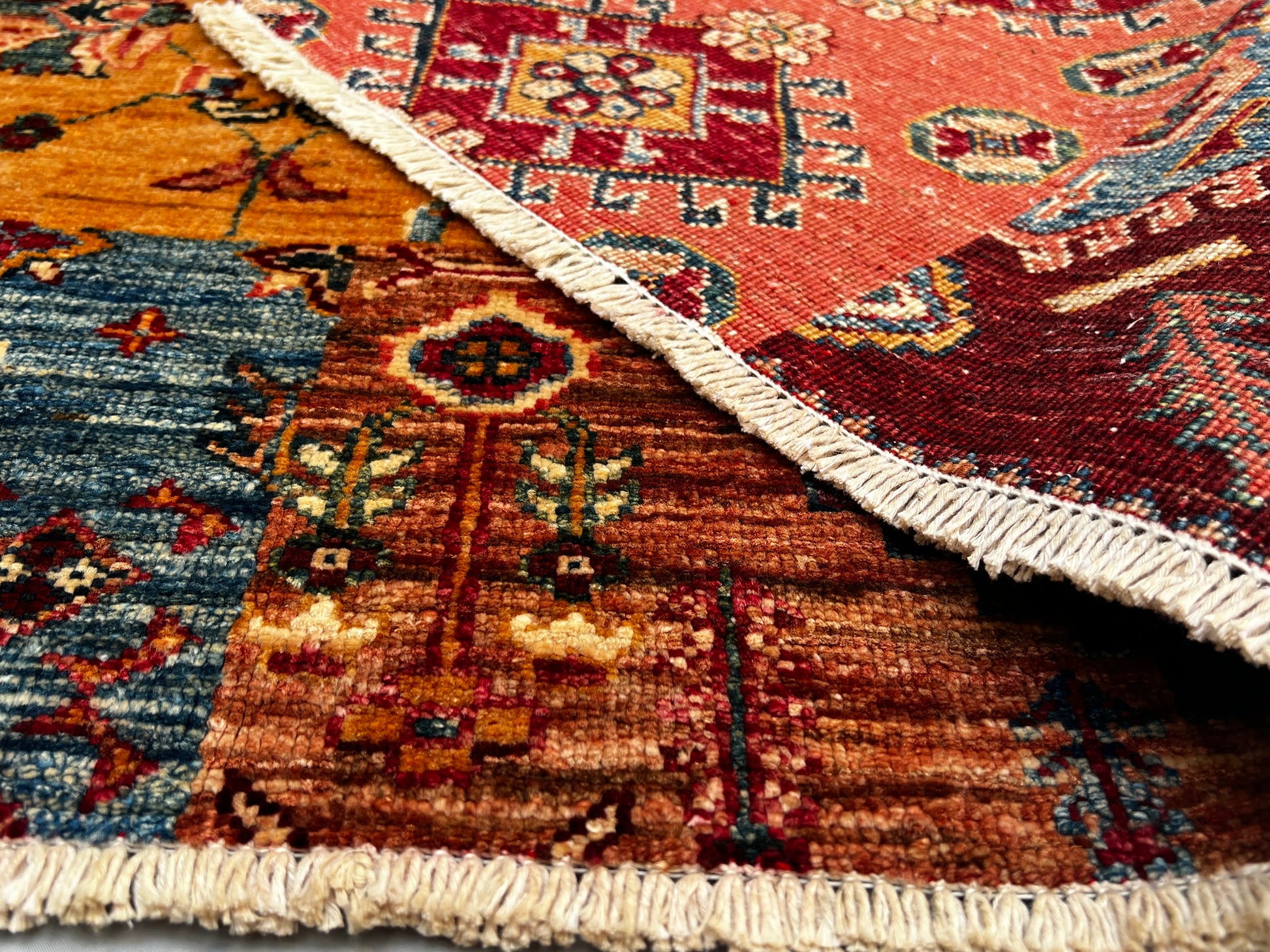 Afghan Hand Knotted/ Knitted Living Room/Dining Room Chob Rang(Shawl Design) Area Rug 4.7ftx3.3ft (CH-M-4.7X3.3-5-N) (Kabul) - Kabul Rugs