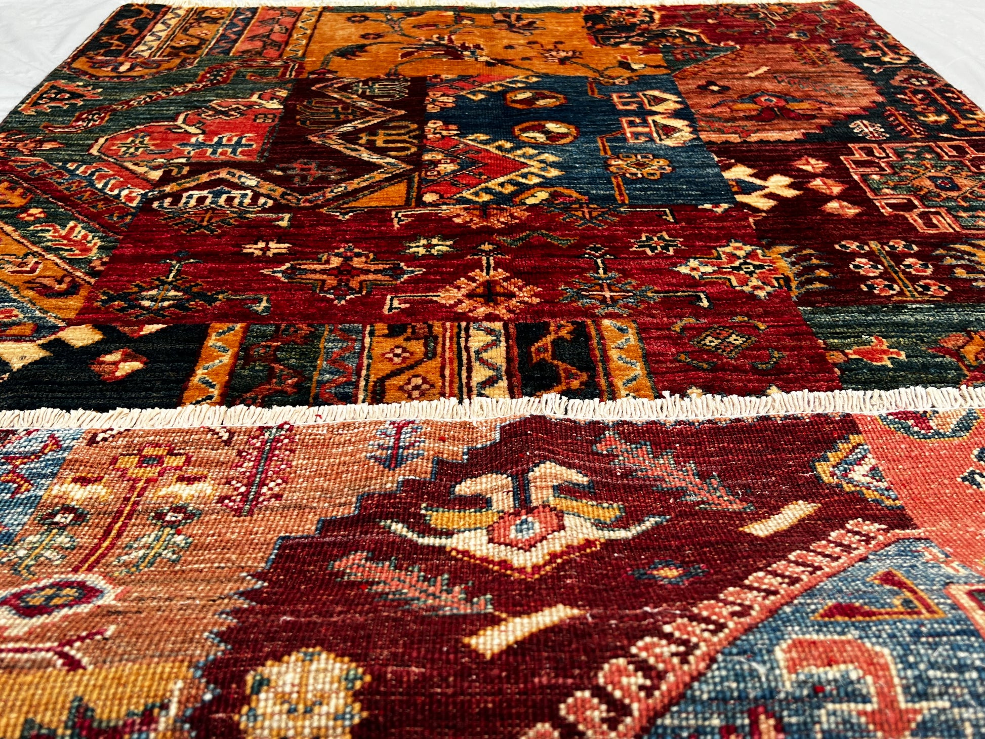 Afghan Hand Knotted/ Knitted Living Room/Dining Room Chob Rang(Shawl Design) Area Rug 4.7ftx3.3ft (CH-M-4.7X3.3-5-N) (Kabul) - Kabul Rugs