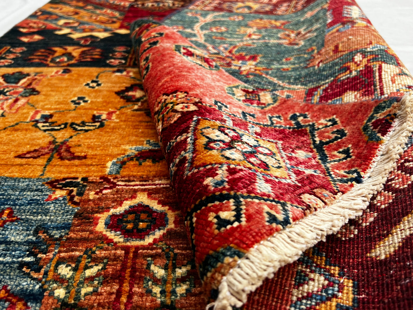 Afghan Hand Knotted/ Knitted Living Room/Dining Room Chob Rang(Shawl Design) Area Rug 4.7ftx3.3ft (CH-M-4.7X3.3-5-N) (Kabul) - Kabul Rugs