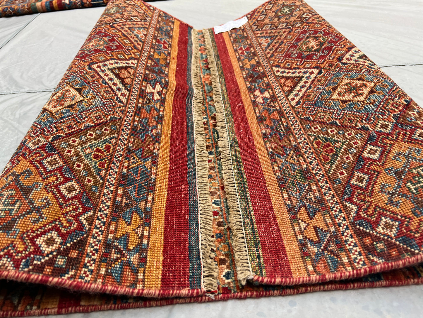 Afghan Hand Knotted/ Knitted Living Room/Dining Room Chob Rang(Shawl Design) Area Rug 4.1ftx2.7ft (CH-M-4.17X2.79-4-N) (Kabul) - Kabul Rugs