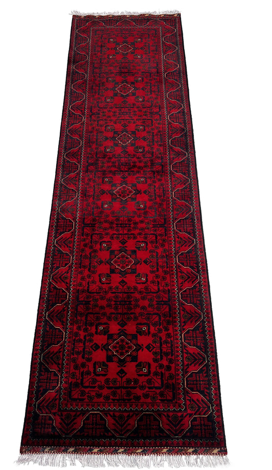 Afghan Hand Knitted/Knotted Hallway Runner Hand Woven Rug Size 9.8ft x 2.6ft (KM-KL-9X2-RU-N)  Khal Muhammadi Kelasay Pattern(Andkhoi) - Kabul Rugs