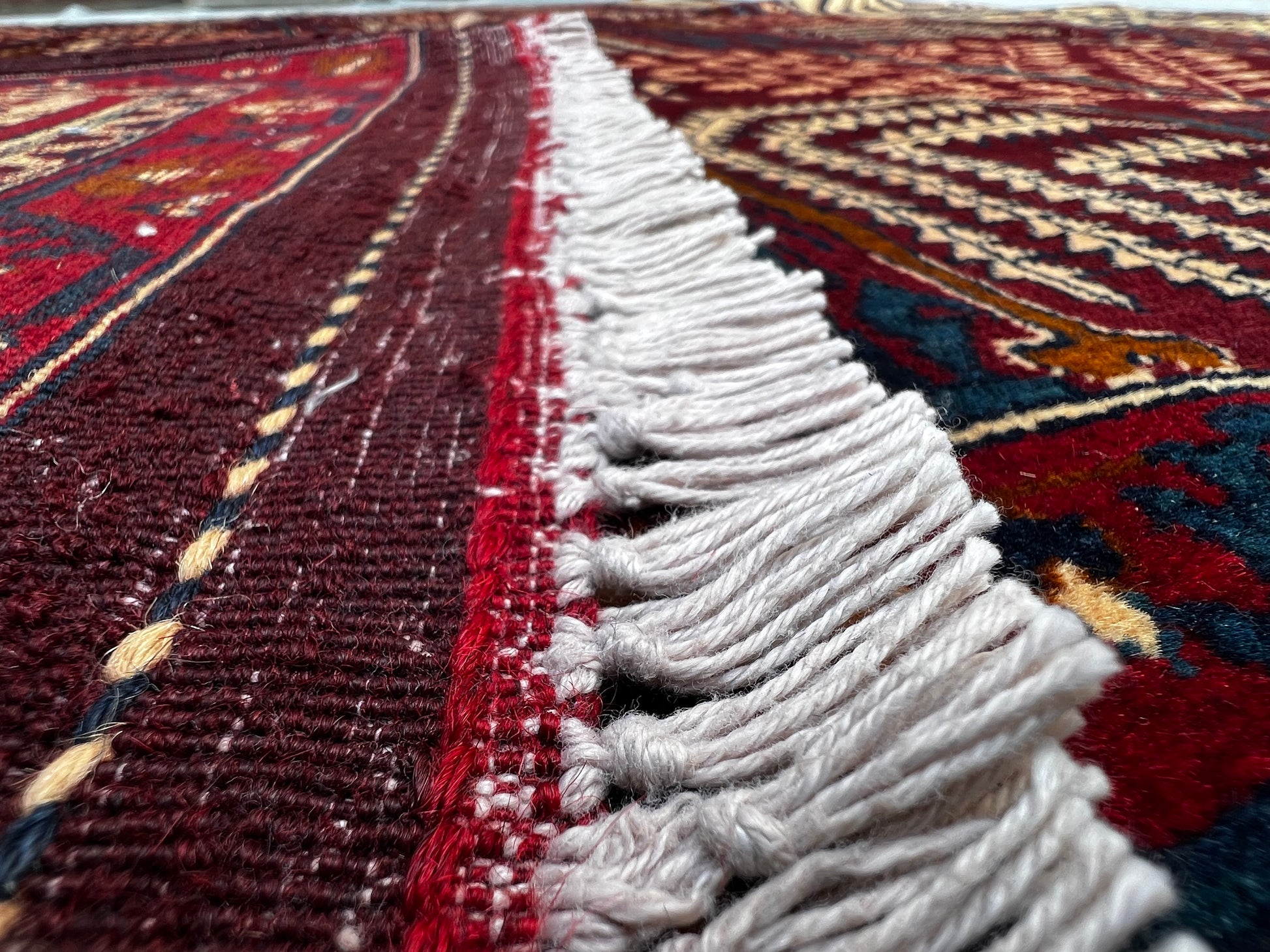 6'4x3'1 feet Afghan rug aqcha hand knotted 196x95 cm - Kelimshop.com