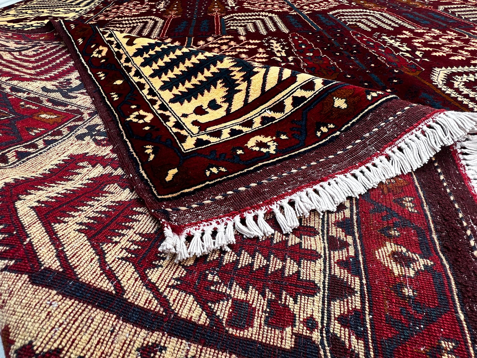 Afghan Hand Knitted/Knotted Area Rug Size 9.6ft x 6.4ft (BL-AND-9.6X6.4-R/YO-N) Belgic (Belgique)( Andkhoi) - Kabul Rugs