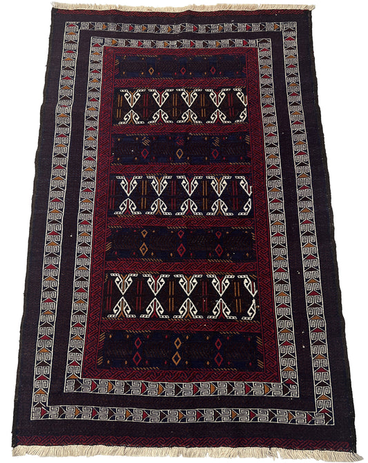 Afghan Hand Knitted/Knotted Living/Dining Room Rug Size 6.5ft x4.4ft (MA-HER-6X4-R/WH-N) Maliki Kilim (Herat) - Kabul Rugs