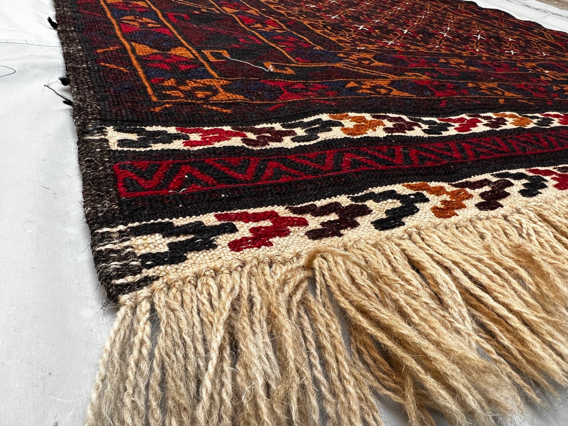 Afghan Hand Knitted/Knotted Living/Dining Room Rug Size 6.4ft x4.1ft (MA-HER-6.4X4.13-R-N) Maliki Kilim (Herat) - Kabul Rugs