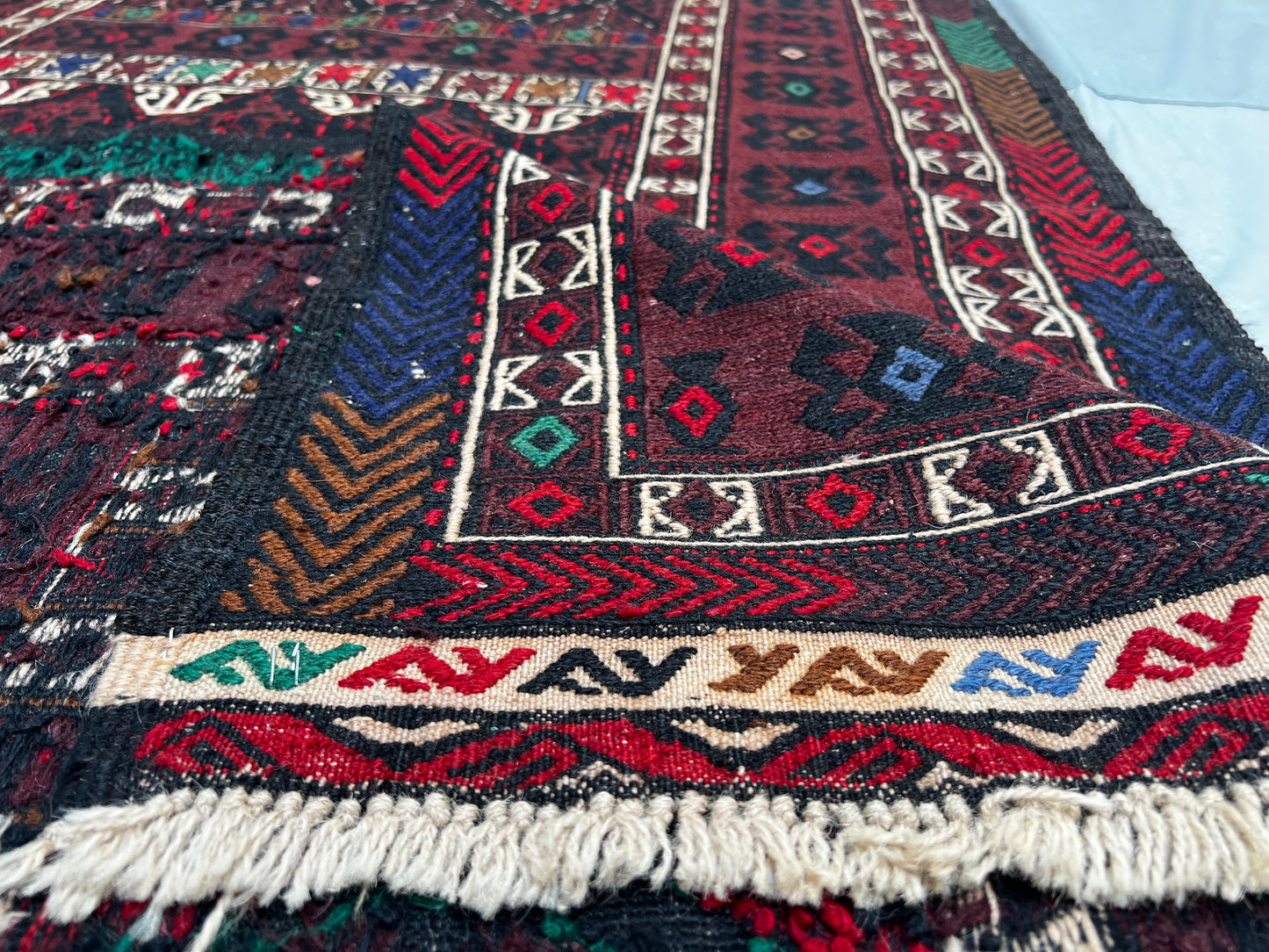 Afghan Hand Knitted/Knotted Living/Dining Room Rug Size 6.4ft x4.13ft (MA-HER-6.43X4.13-R/WH-N) Maliki Kilim (Herat) - Kabul Rugs