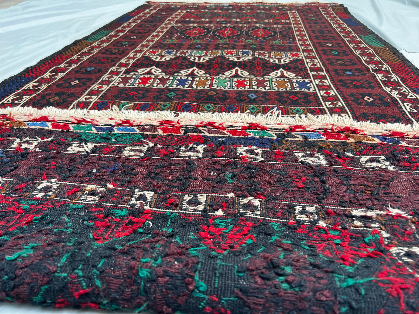 Afghan Hand Knitted/Knotted Living/Dining Room Rug Size 6.4ft x4.13ft (MA-HER-6.43X4.13-R/WH-N) Maliki Kilim (Herat) - Kabul Rugs