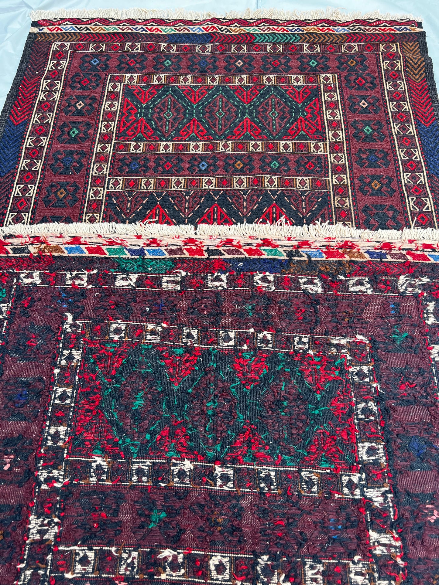 Afghan Hand Knitted/Knotted Living/Dining Room Rug Size 6.4ft x4.13ft (MA-HER-6.43X4.13-R/WH-N) Maliki Kilim (Herat) - Kabul Rugs