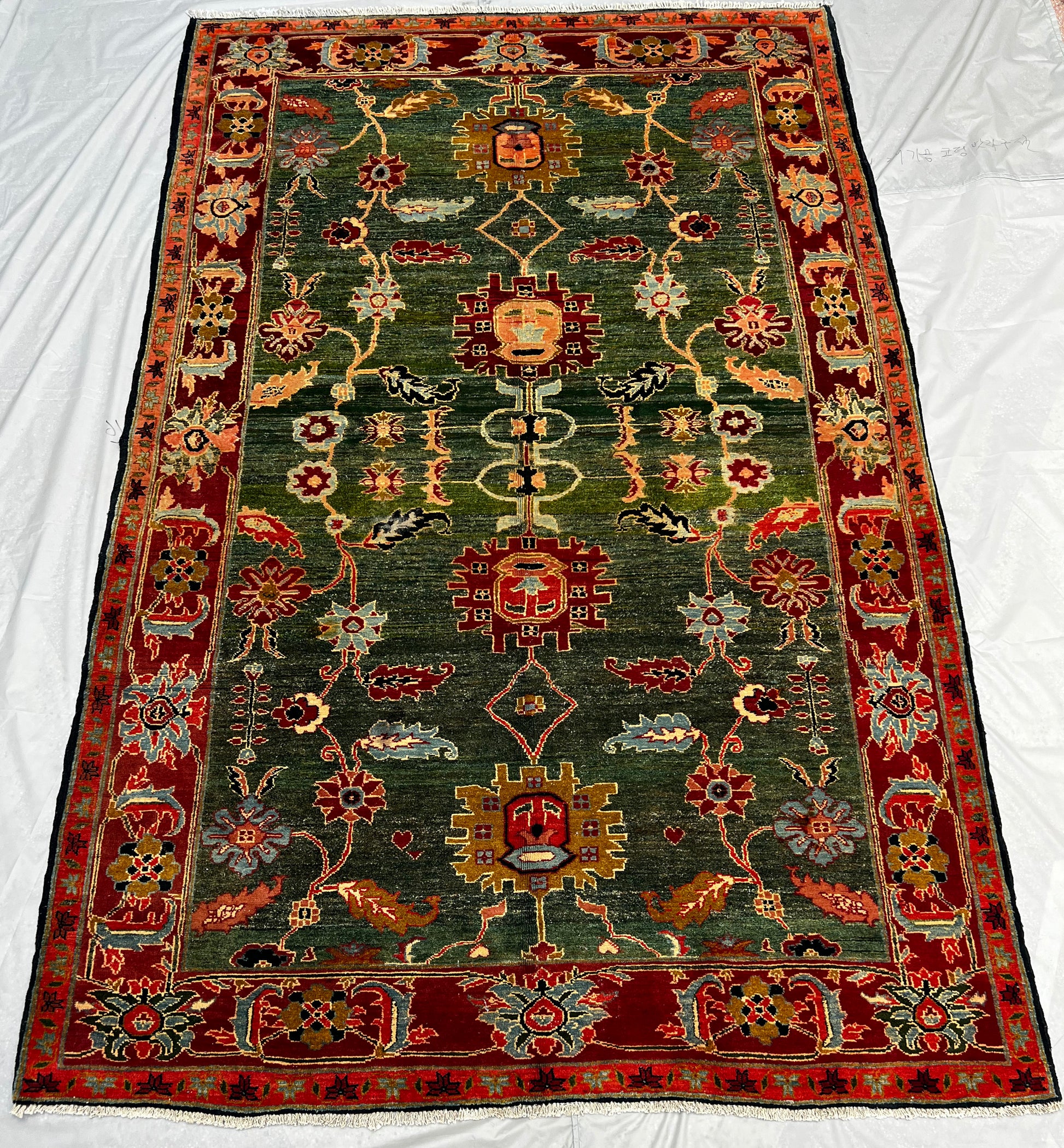 Afghan Hand Knotted/ Knitted Living Room/Dining Room Modern ChobRang Area Rug 8.6ftx5.4ft (CH-M-8.6X5.4-G/O/-N) (Mazar-e-Sharif) - Kabul Rugs