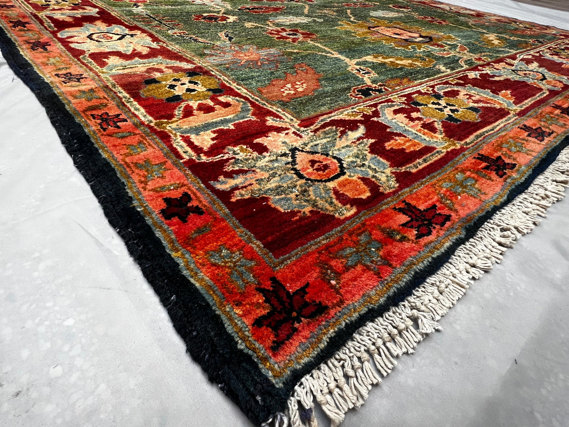 Afghan Hand Knotted/ Knitted Living Room/Dining Room Modern ChobRang Area Rug 8.6ftx5.4ft (CH-M-8.6X5.4-G/O/-N) (Mazar-e-Sharif) - Kabul Rugs